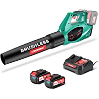 Soplador de Hojas a Bateria Brushless 36V- HYCHIKA 212 Km-h con 2x 4.0Ah Batería- 2 Velocidades Ajustables- Cargador…